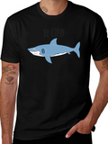 Cute Shark Graphic Tee - Black Cotton T-Shirt