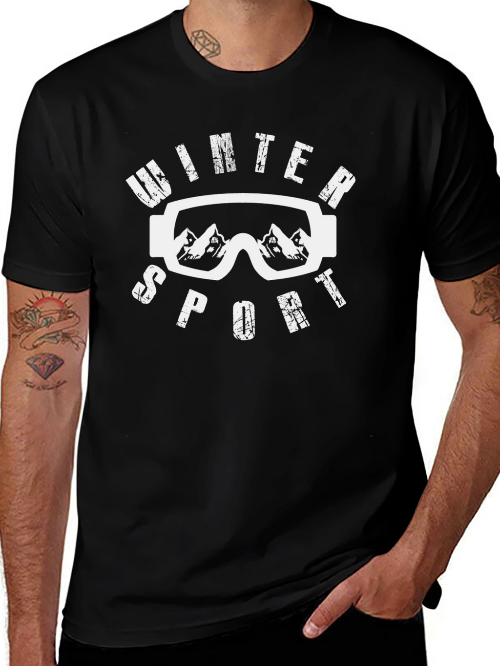 Winter Sport Graphic Tee - Stylish Black T-Shirt