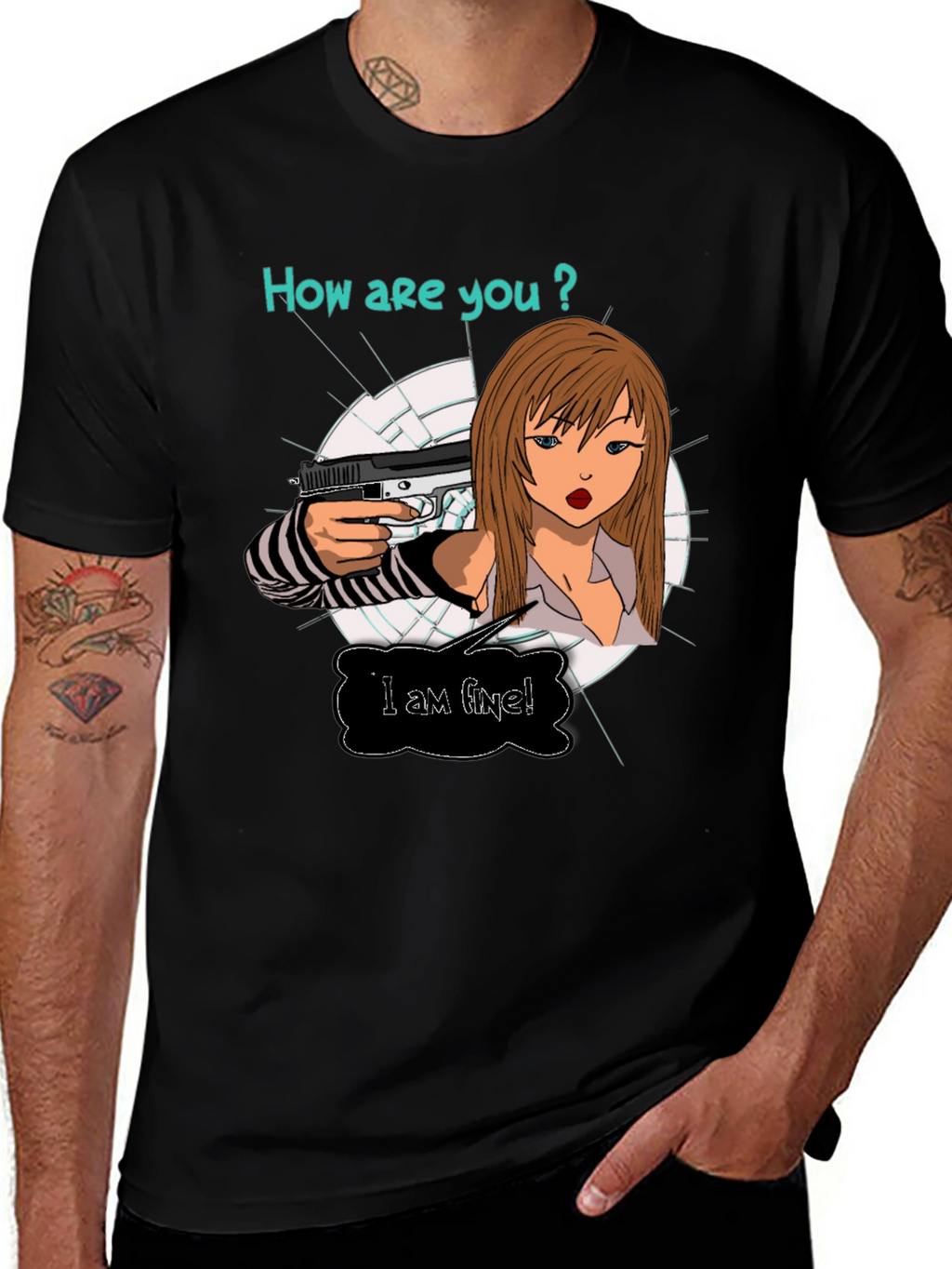 Edgy T-Shirt: How are you? Graphic Print