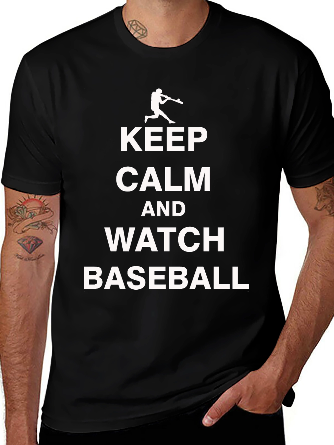 Keep Calm and Watch Baseball Black T-Shirt