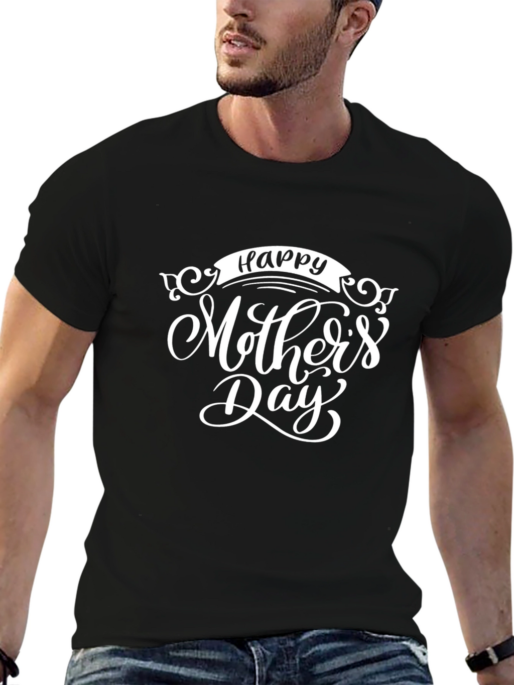 Happy Mothers Day T-Shirt - Black Holiday Tee