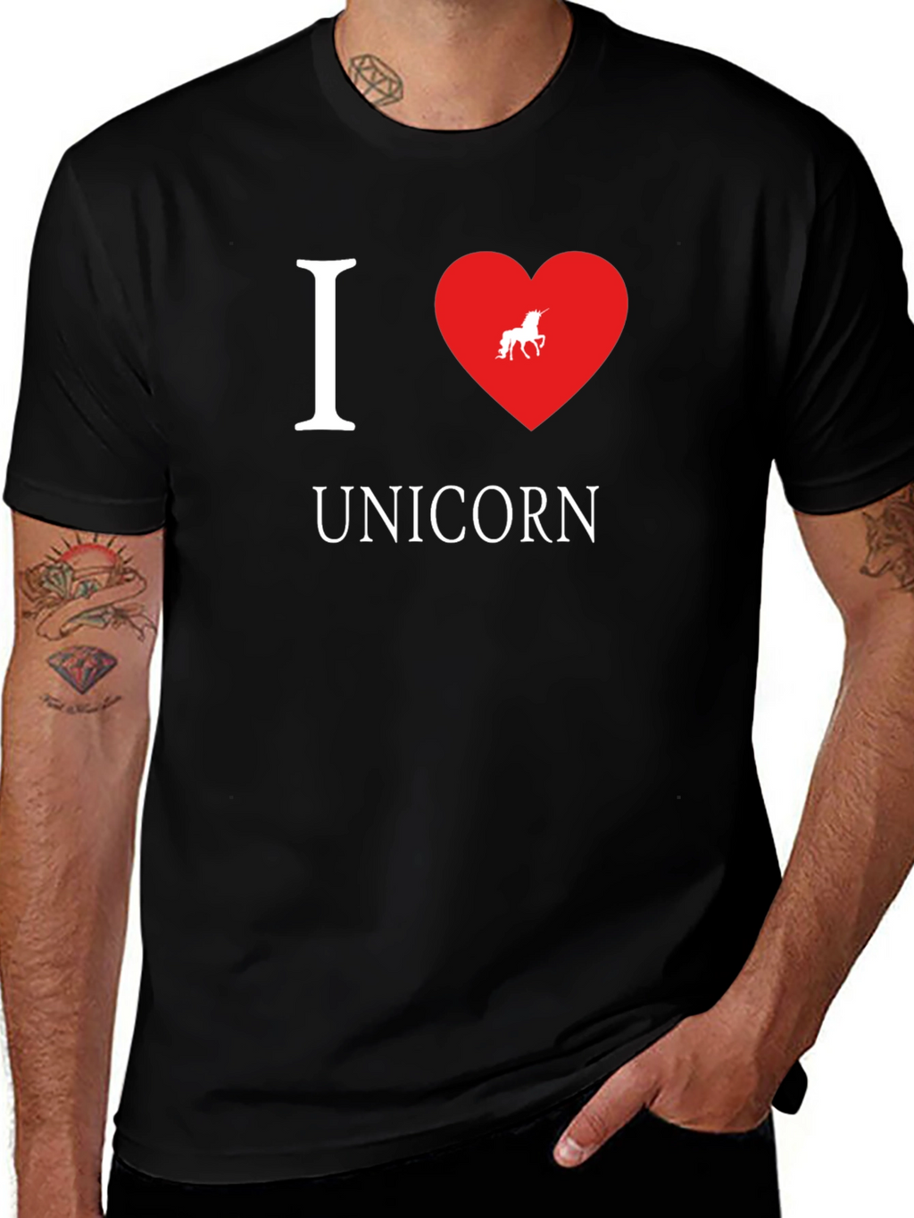 I Heart Unicorn Black T-Shirt
