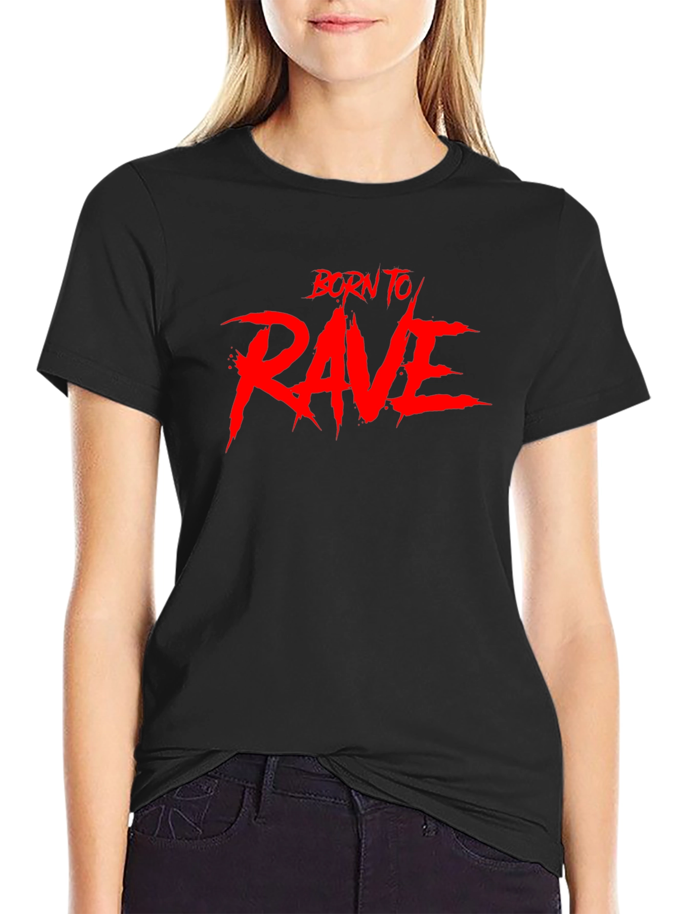 Born to Rave Graphic Tee - Black Crew Neck
