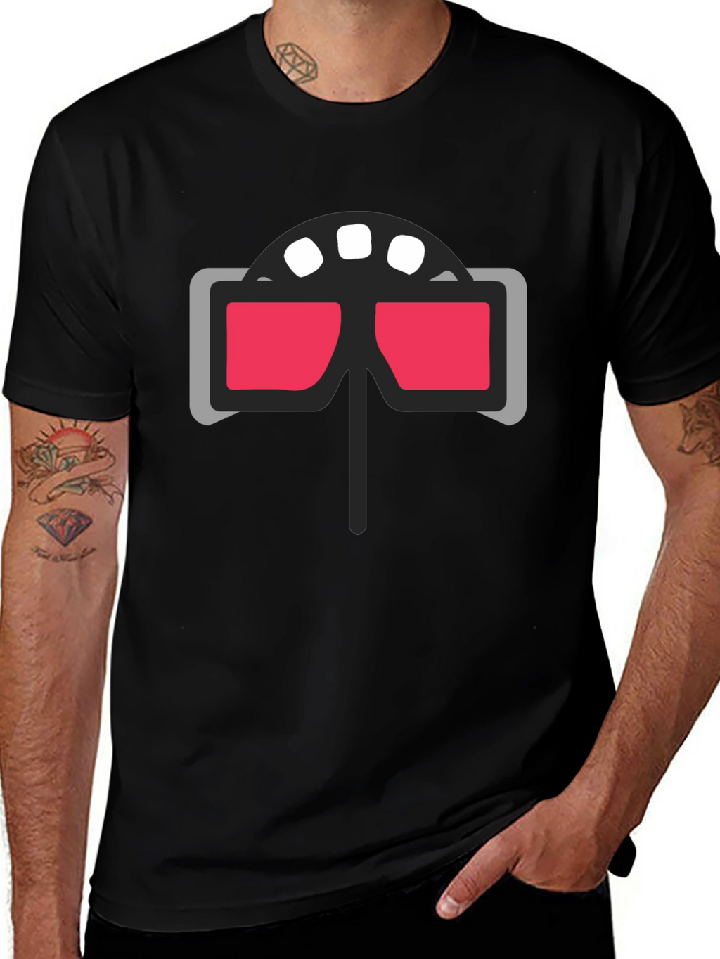Retro 3D Glasses Graphic Tee - Cool Cinema Style