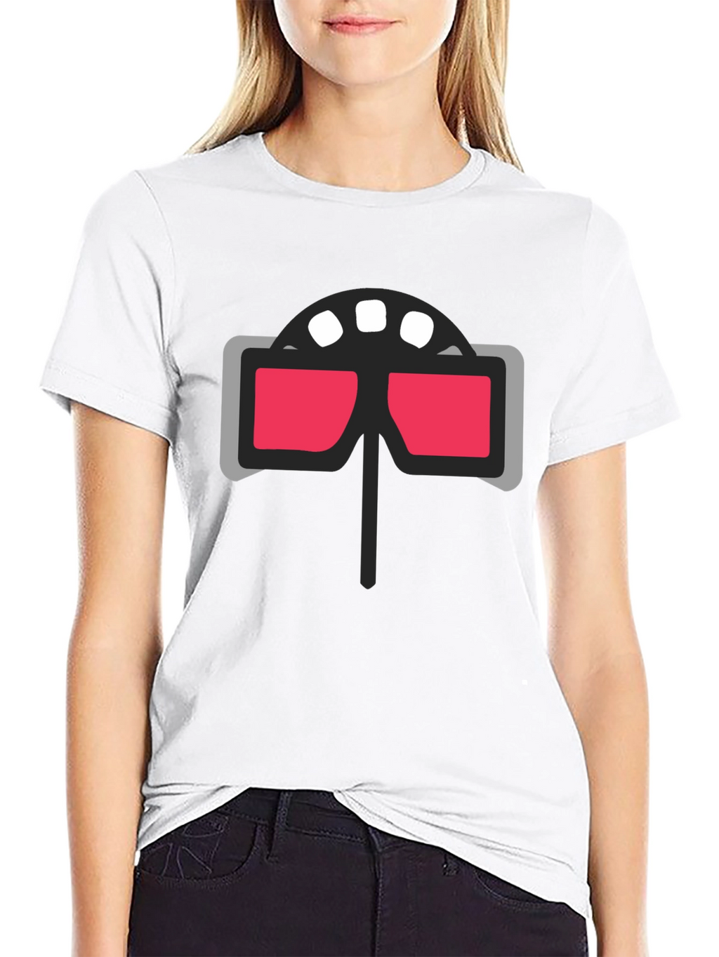 Retro 3D Glasses Graphic Tee - Cool Cinema Style