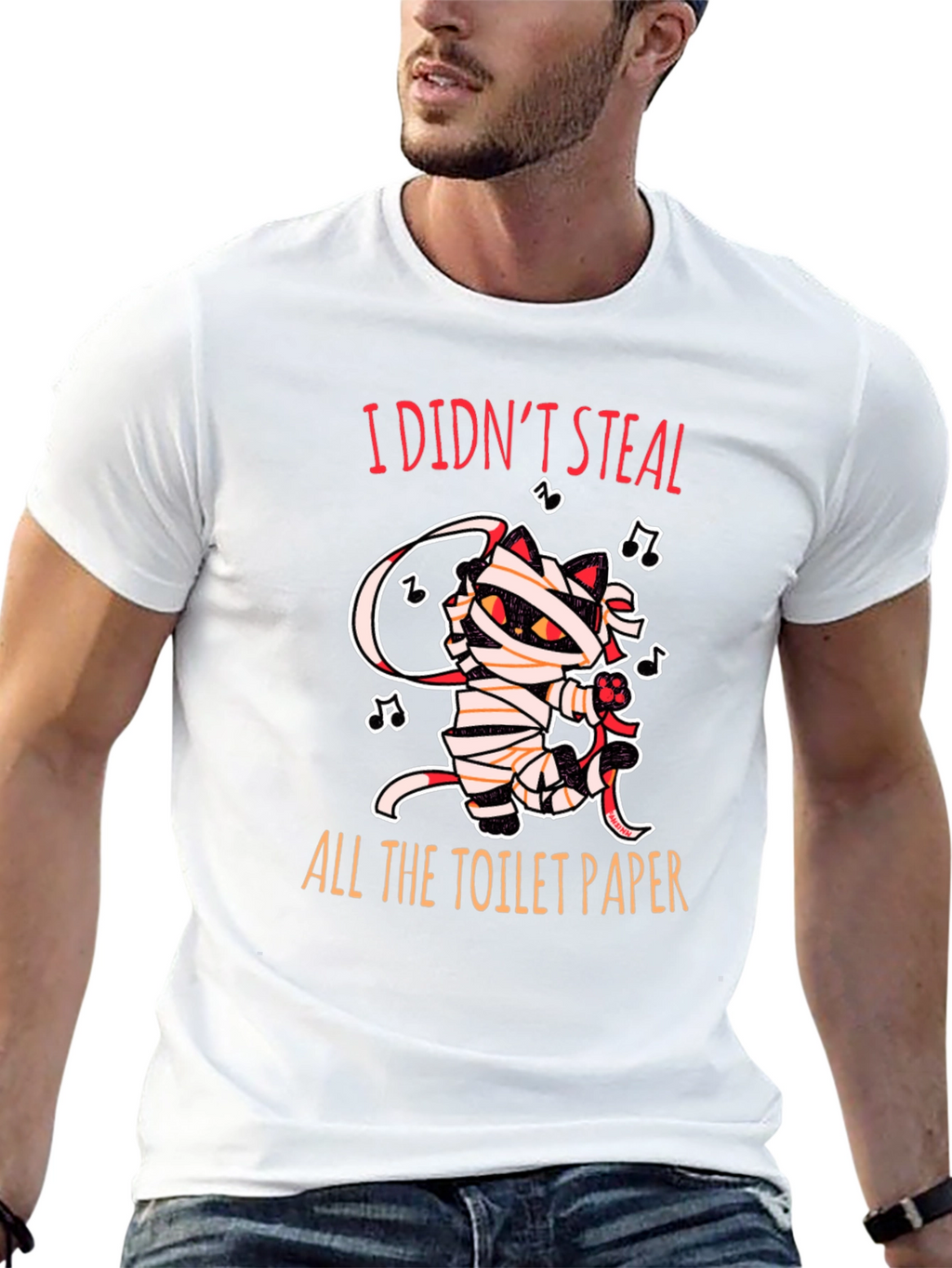 I Didnt Steal Toilet Paper Cat Mummy Graphic Tee