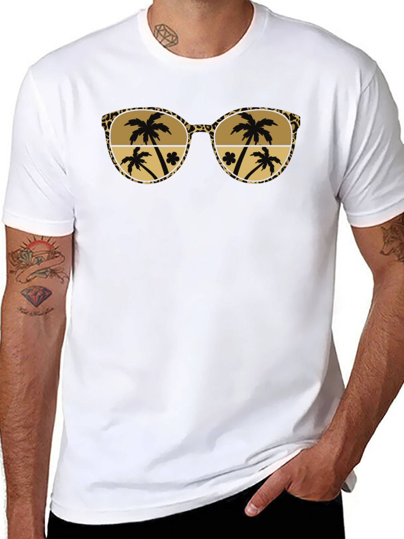 Tropical Palm Tree Sunglasses Graphic Tee