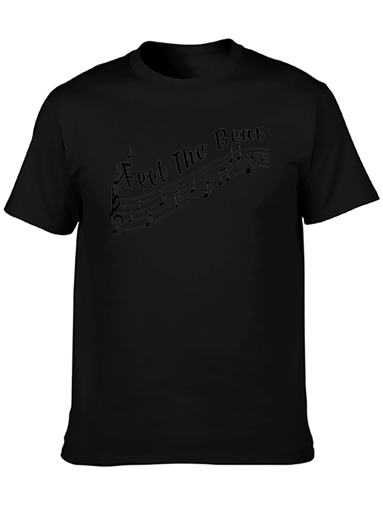 Feel The Beat Music Notes Black T-Shirt