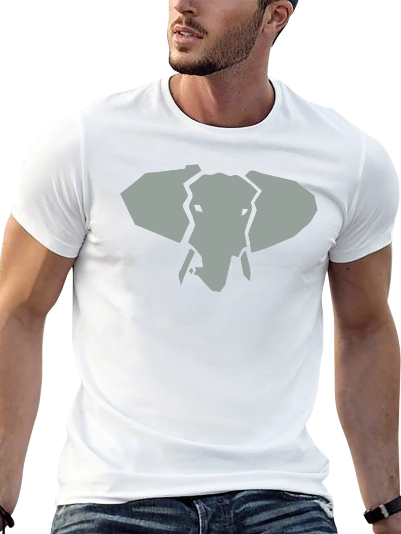 Geometric Elephant Graphic Tee - Black