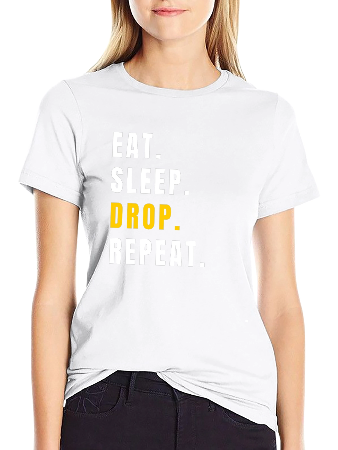 Eat Sleep Drop Repeat Mens Black Graphic Tee