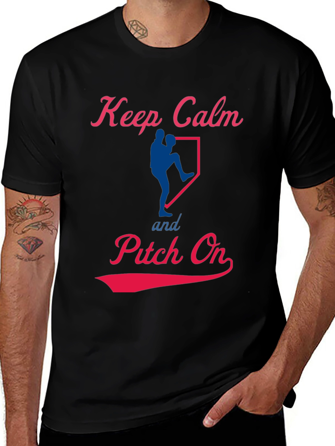 Keep Calm Pitch On Baseball T-Shirt