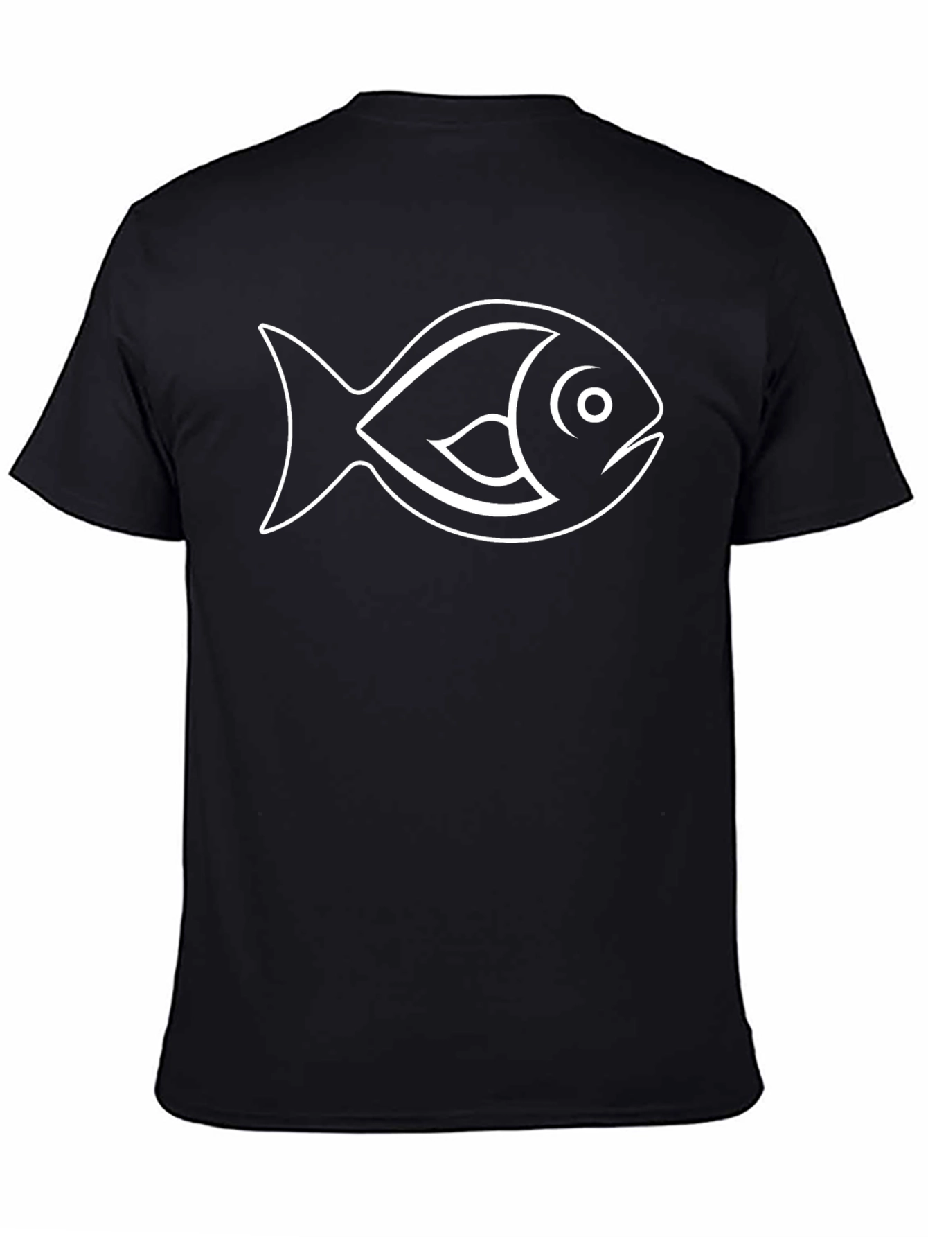 Black T-Shirt with Fish Outline Graphic