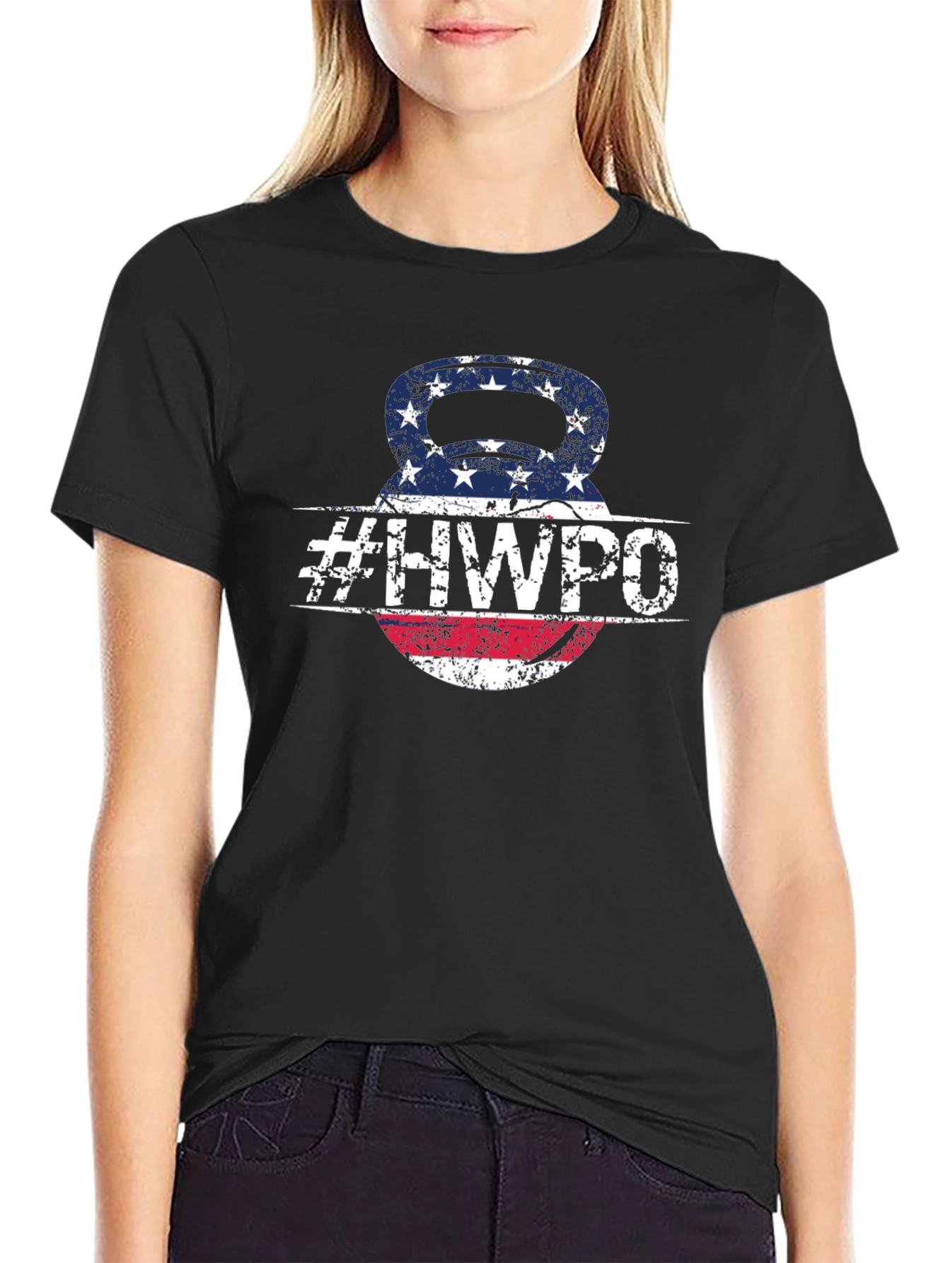 HWPO Kettlebell American Flag T-Shirt