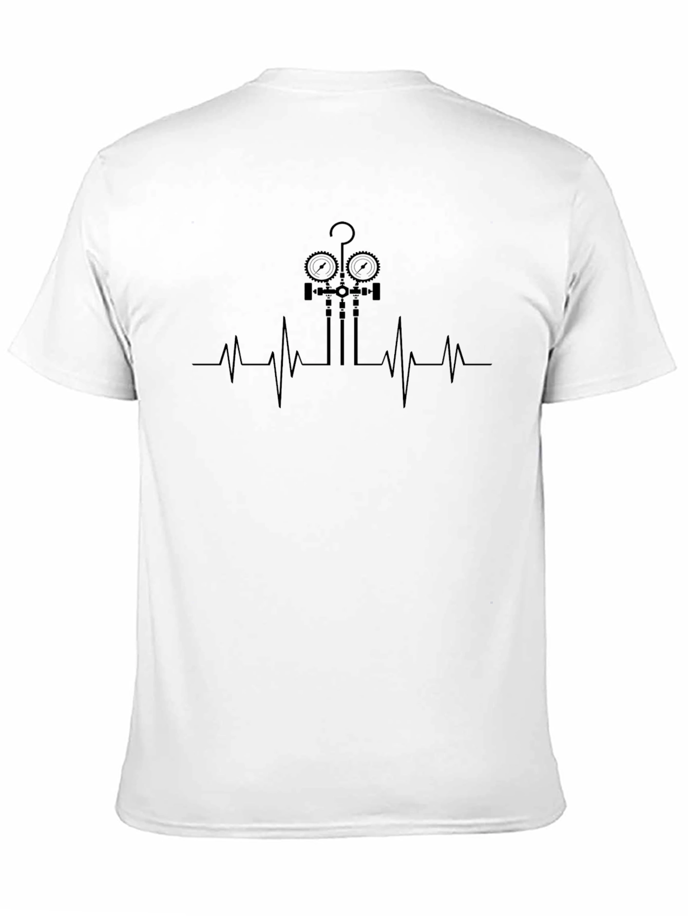 HVAC Technician Heartbeat T-Shirt - Black