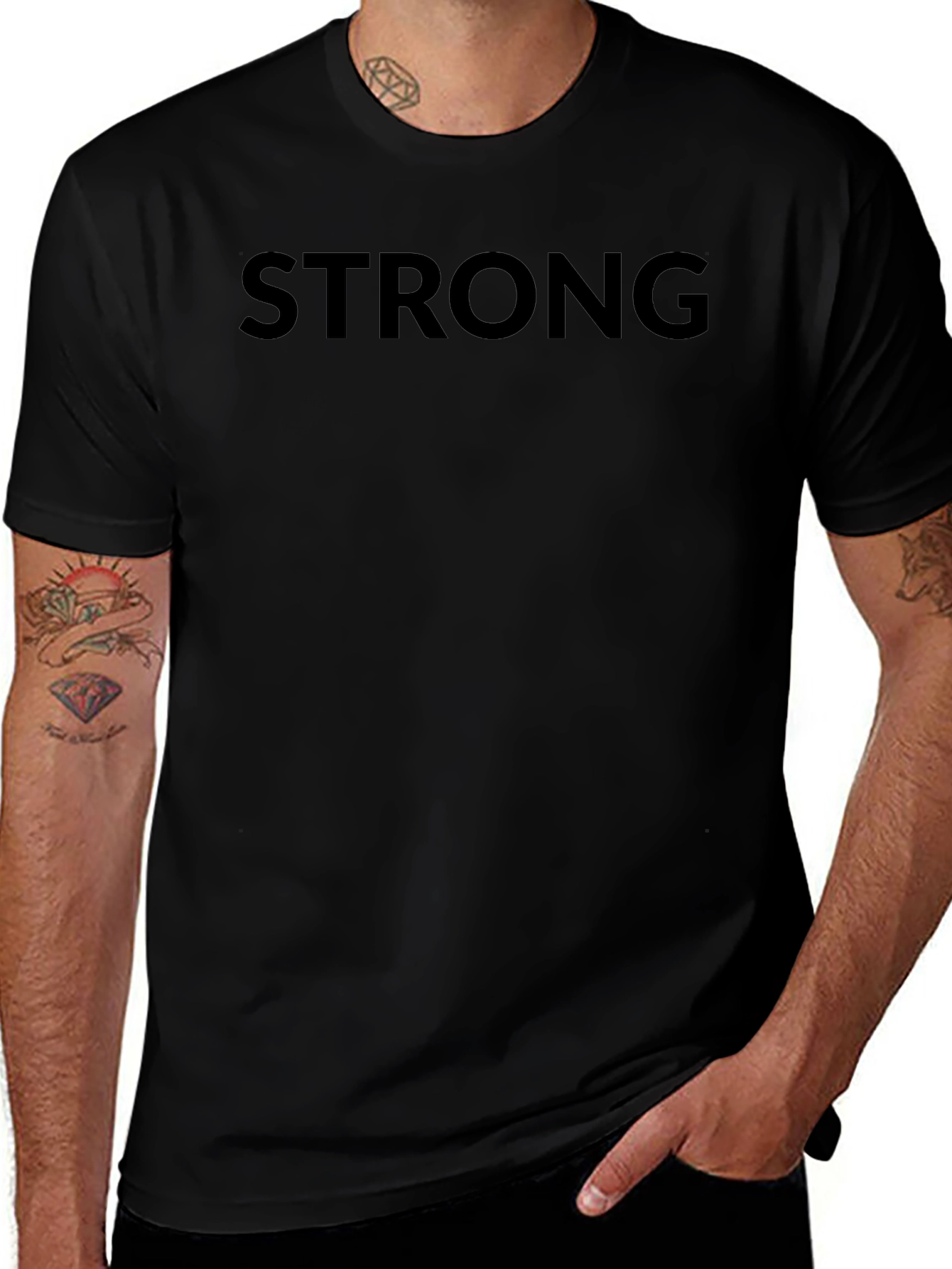 Strong Graphic Tee - Minimalist Black T-Shirt