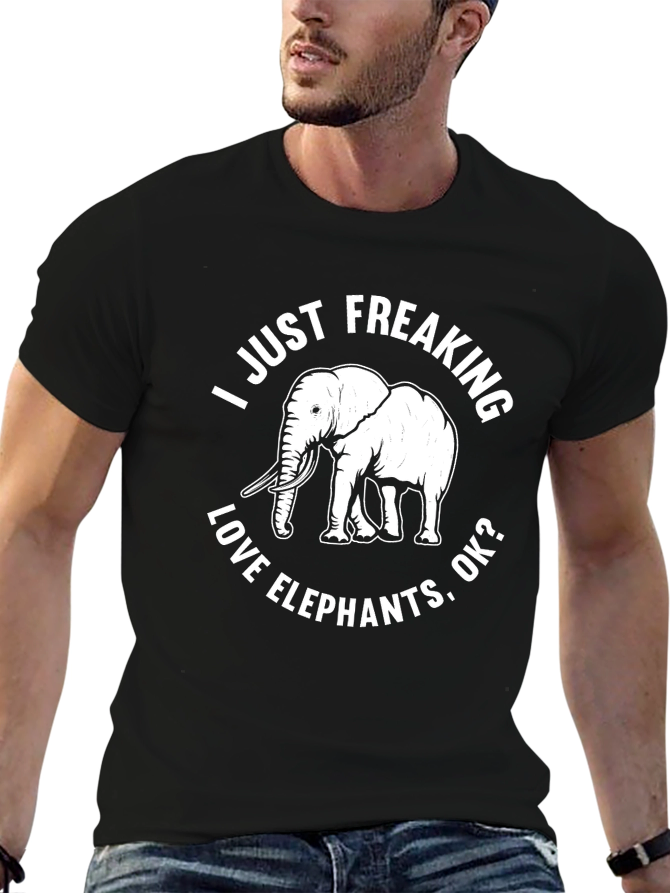 Elephant Lover Graphic T-Shirt - Mens Black Tee