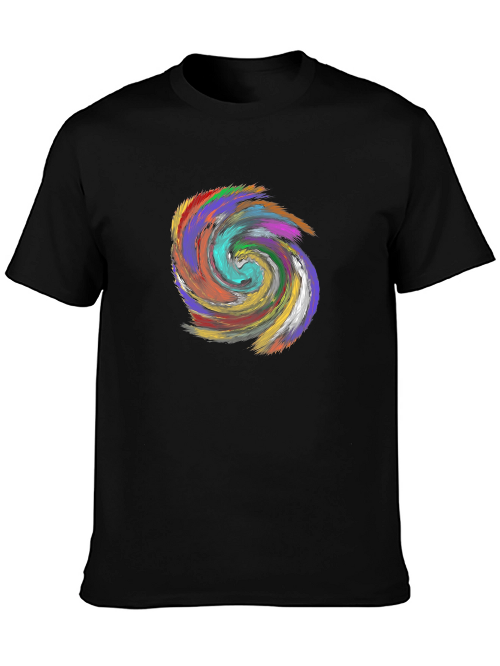 Vibrant Swirl Graphic Black T-Shirt