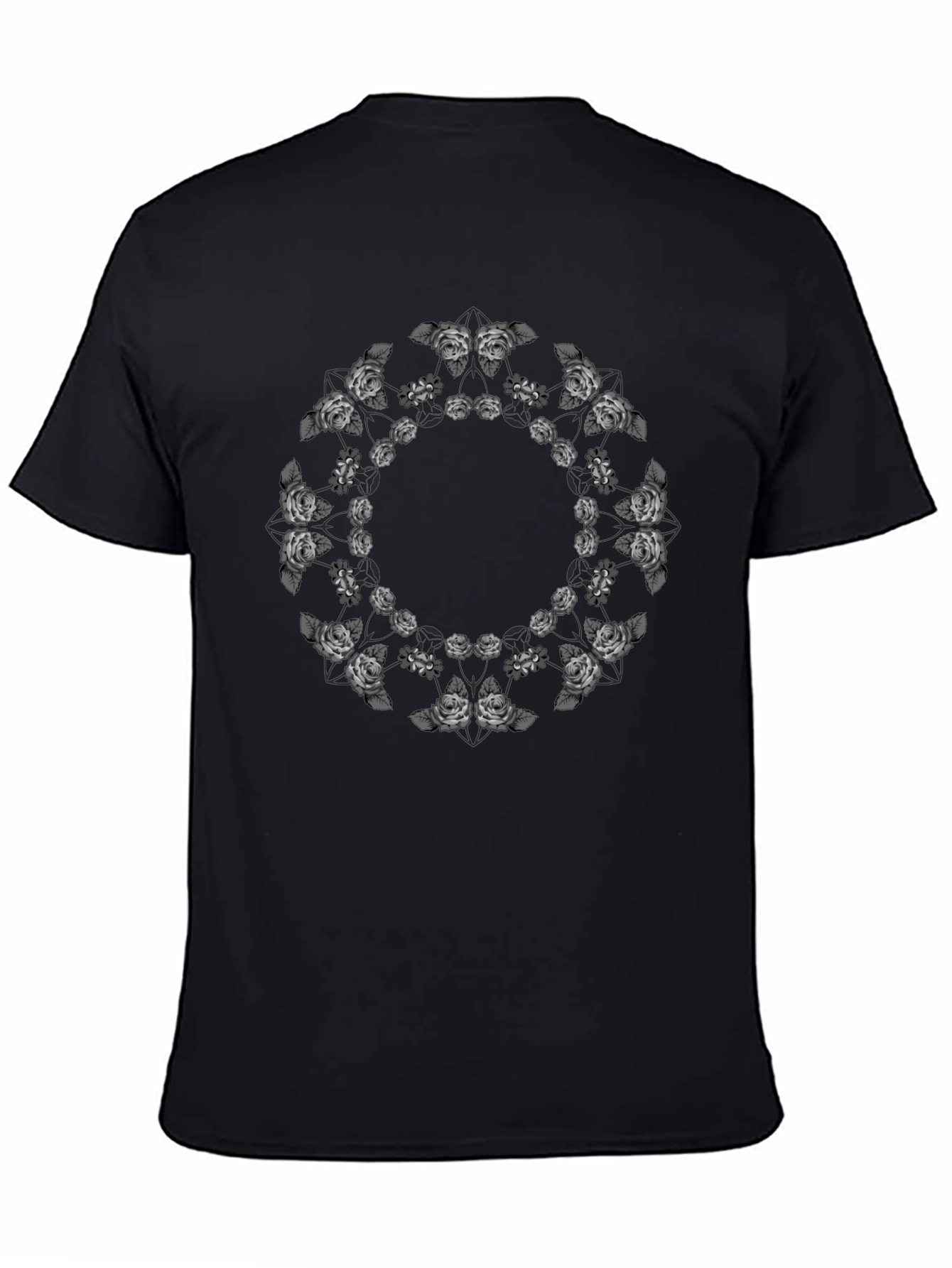 Floral Mandala Black T-Shirt