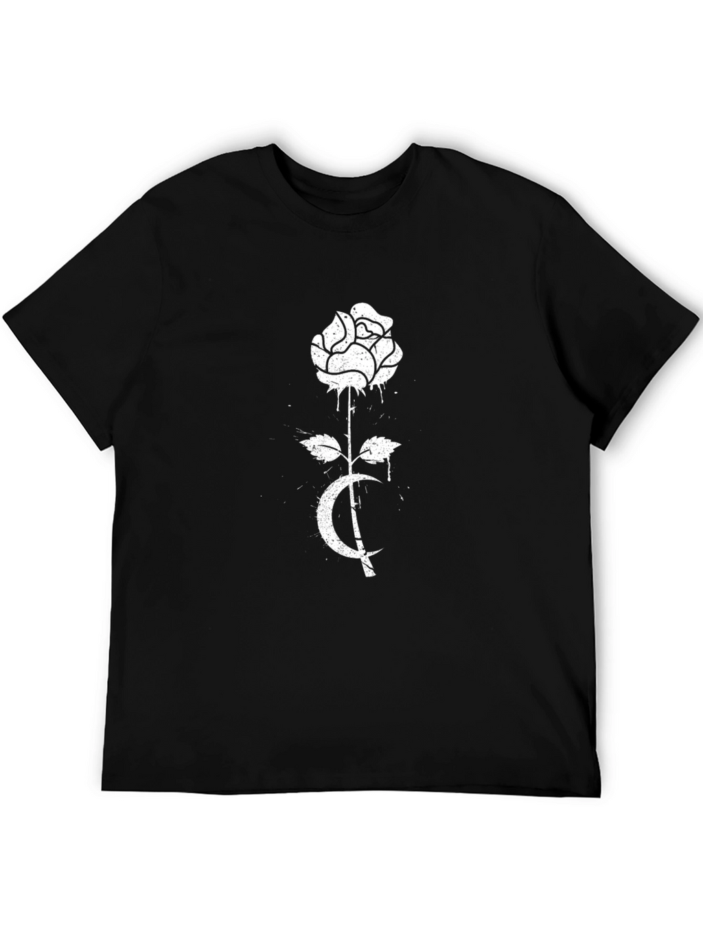 Rose & Crescent Graphic Tee - Black Cotton Blend