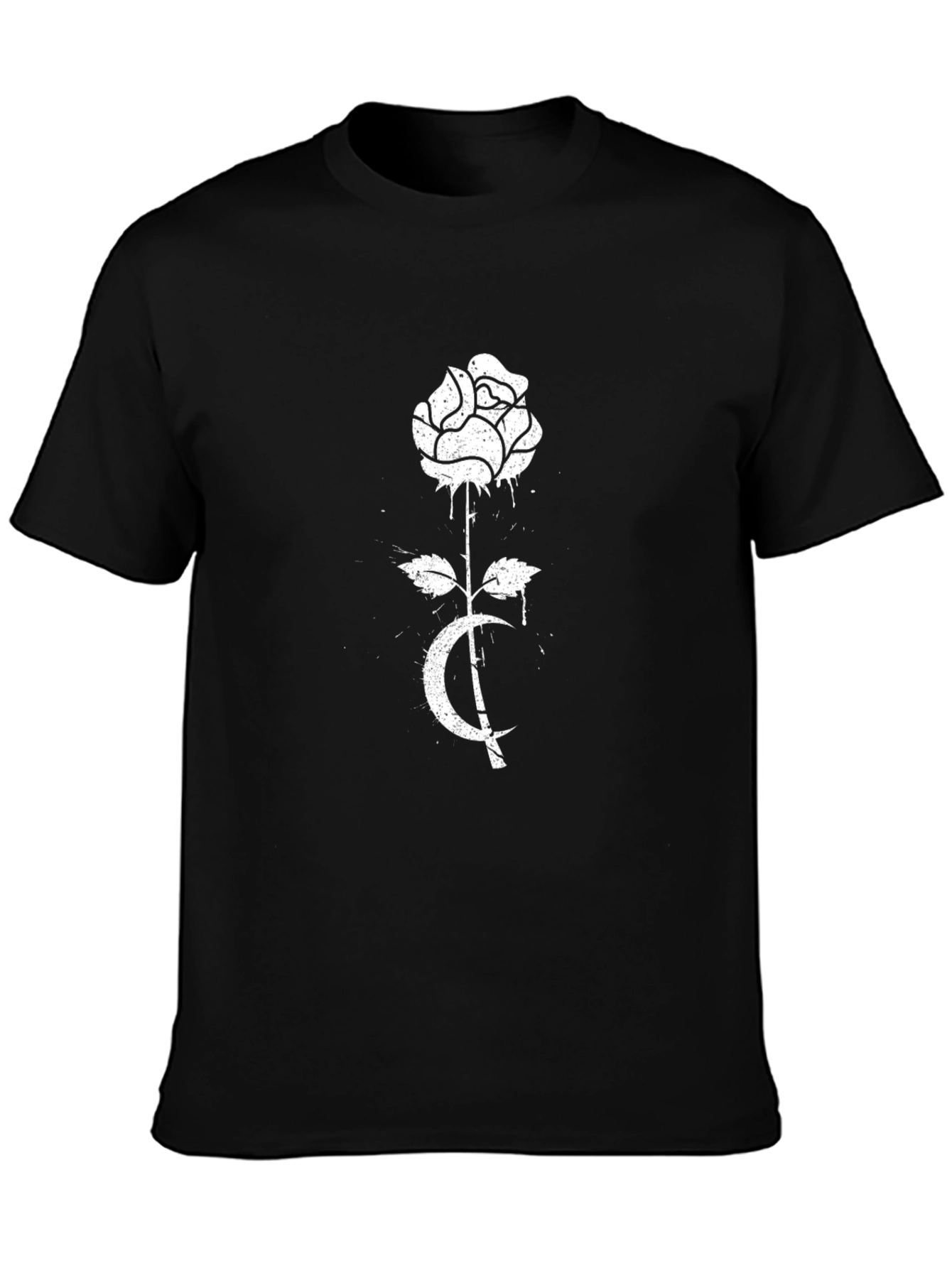 Rose & Crescent Graphic Tee - Black Cotton Blend