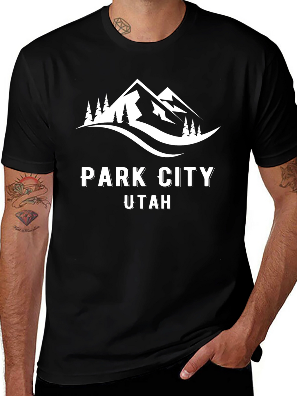 Park City Utah Black T-Shirt with Mountain Design