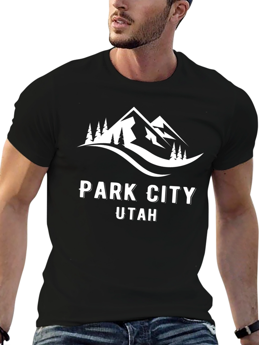 Park City Utah Black T-Shirt with Mountain Design