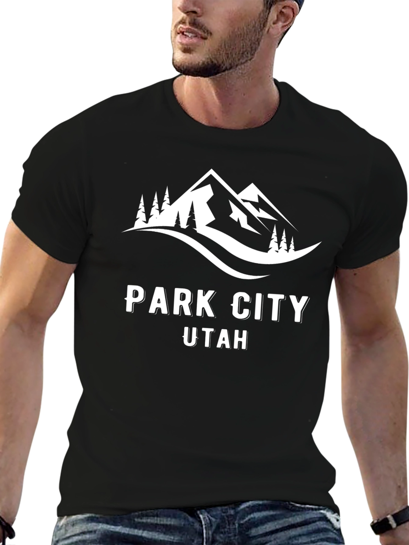 Park City Utah Black T-Shirt with Mountain Design