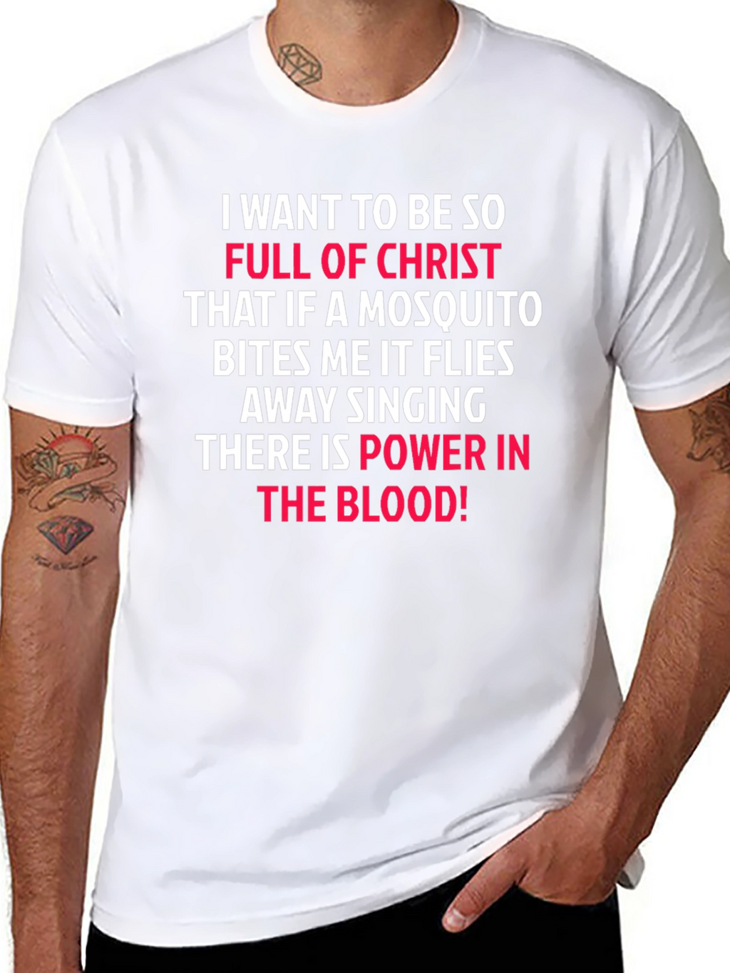 Christian T-Shirt: Mosquito Bites & Power in the Blood