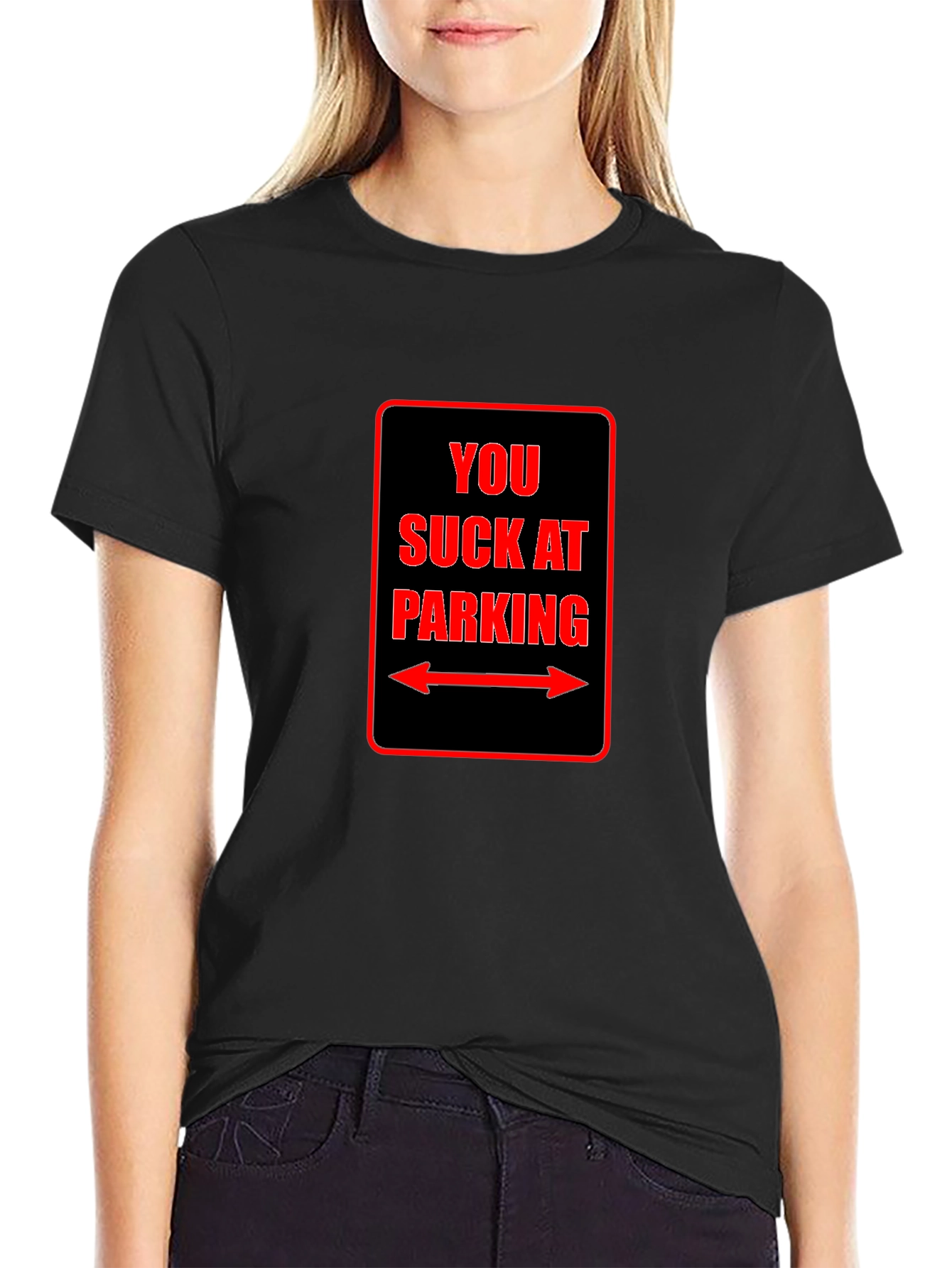 Funny You Suck at Parking Graphic Tee - Black