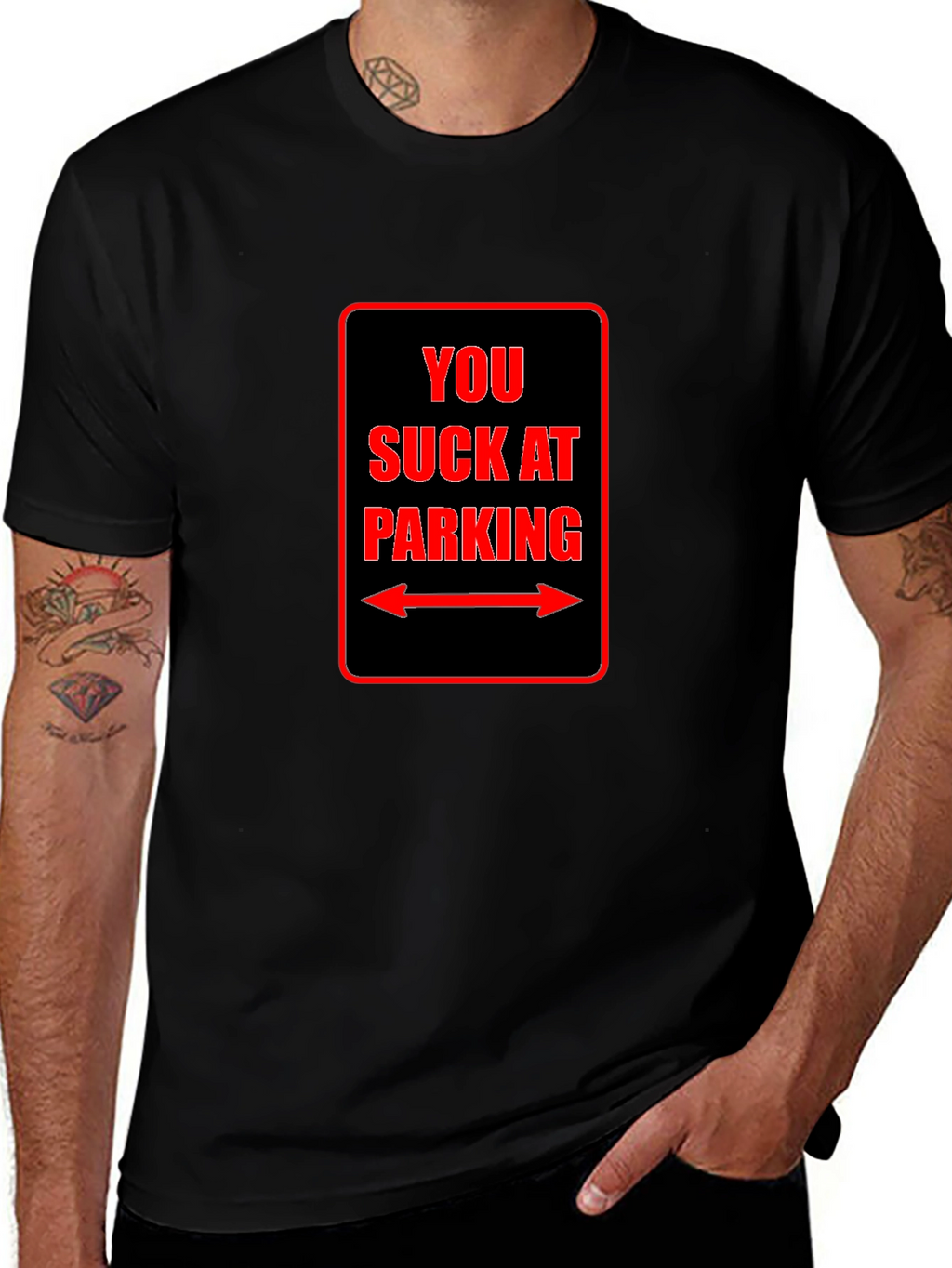 Funny You Suck at Parking Graphic Tee - Black