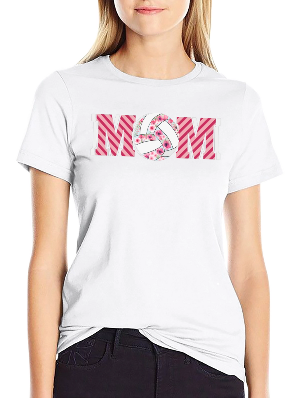 Volleyball Mom Graphic Tee - Floral Ball Design