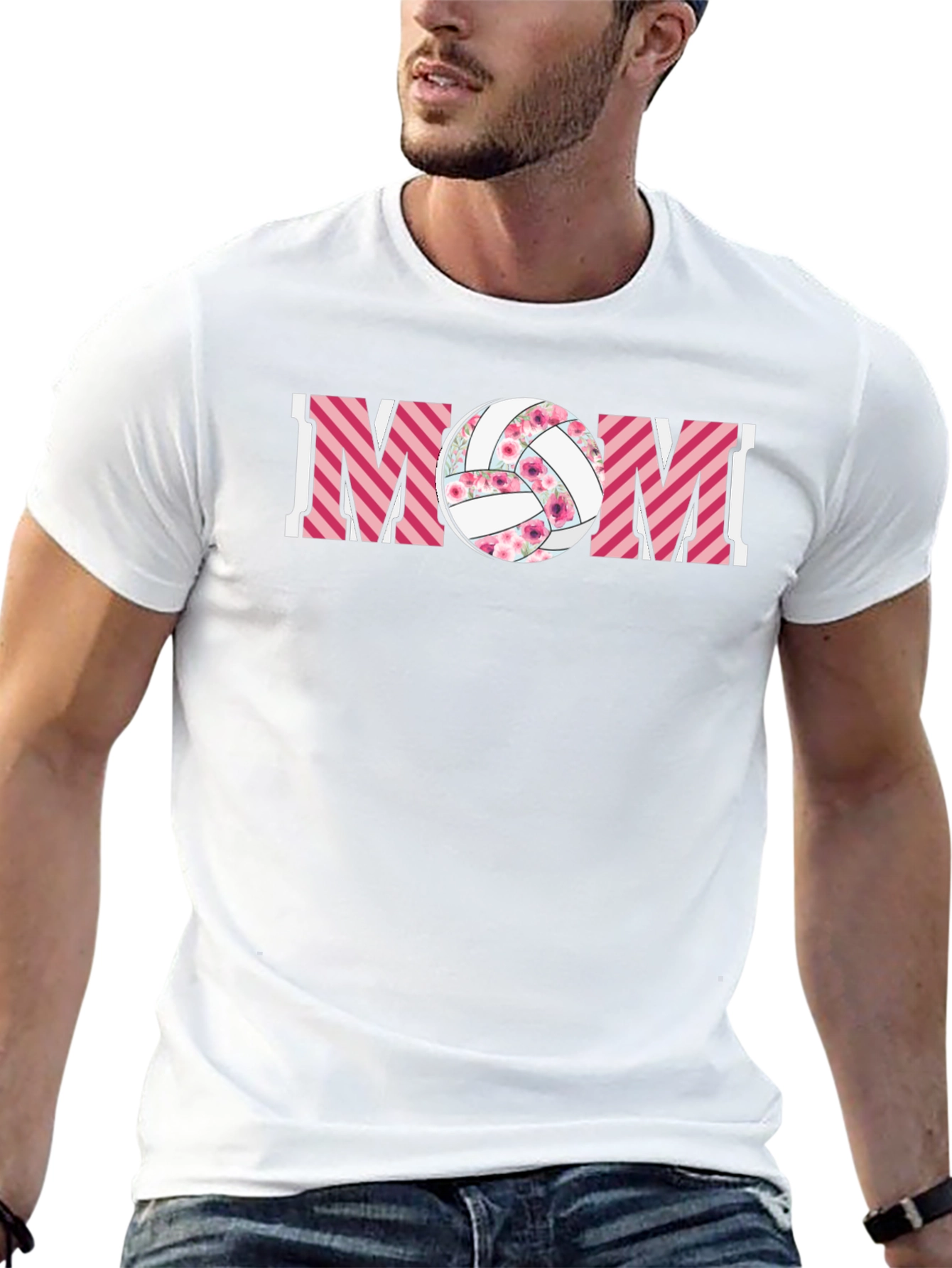 Volleyball Mom Graphic Tee - Floral Ball Design