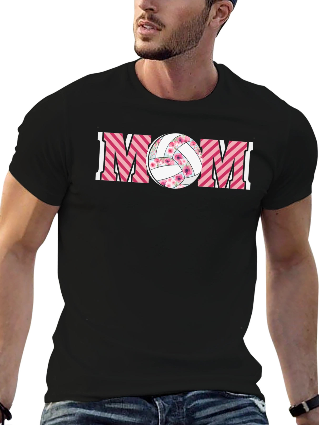 Volleyball Mom Graphic Tee - Floral Ball Design