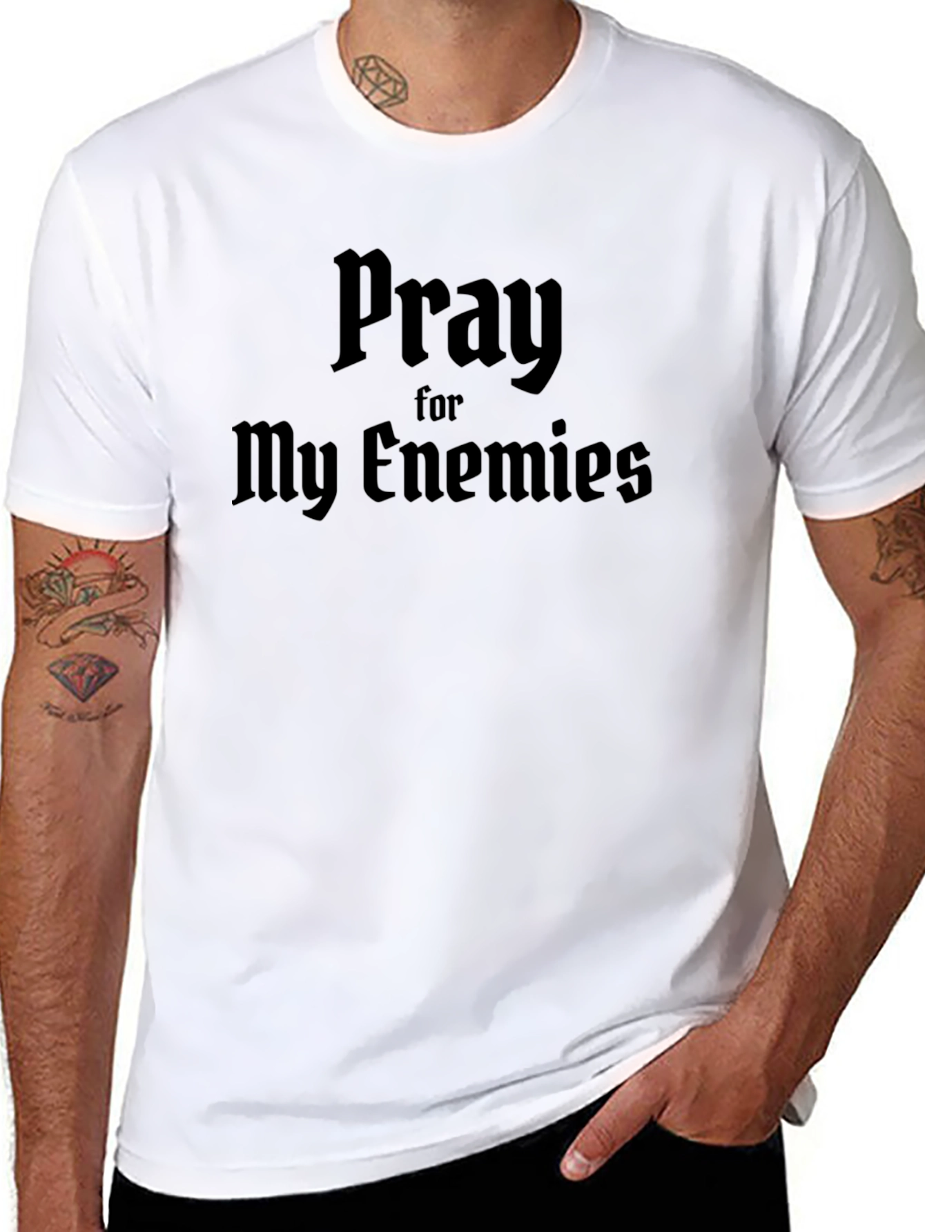 Pray For My Enemies Black Graphic T-Shirt