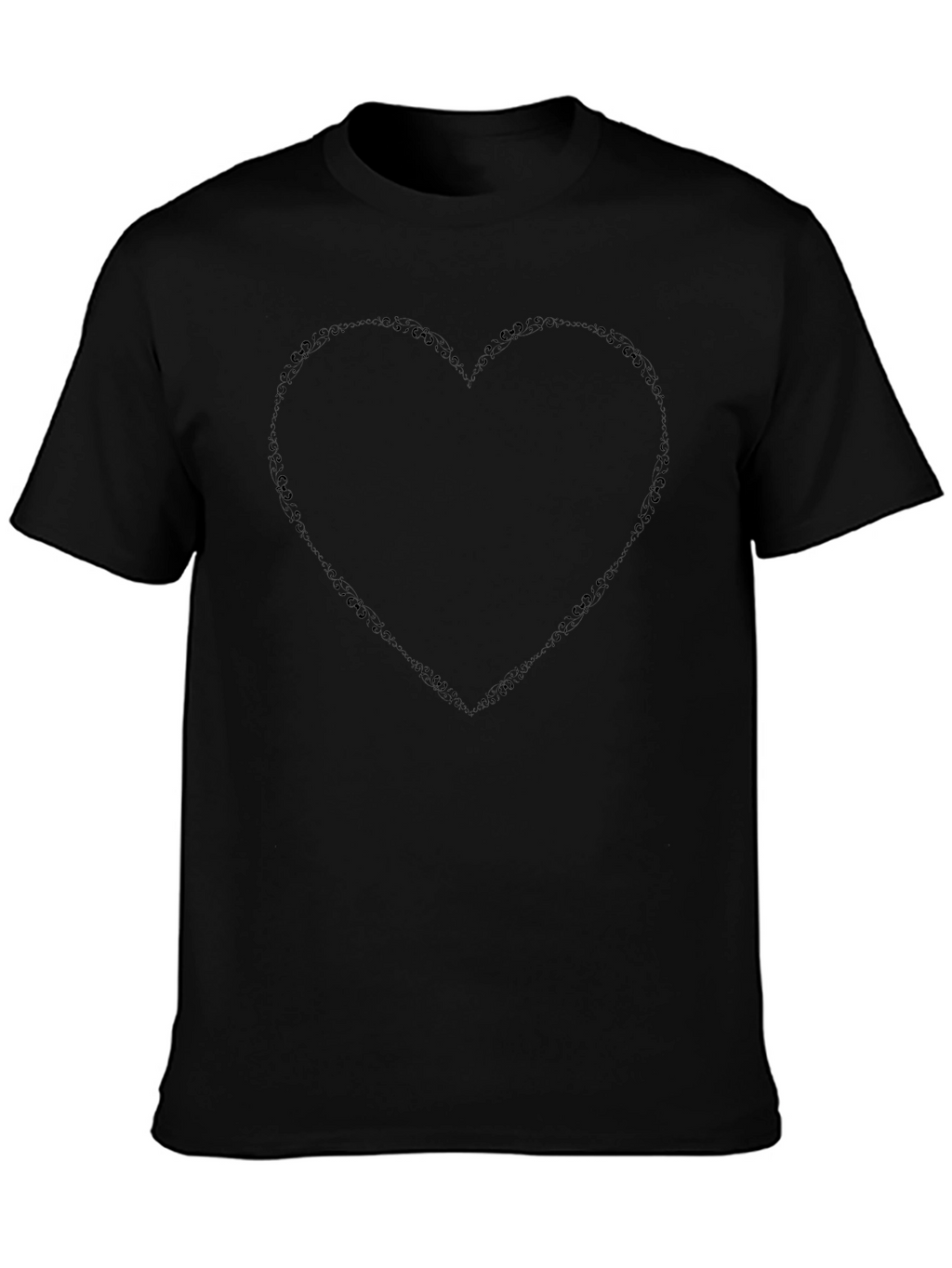 Black Heart Outline T-Shirt - Casual Style