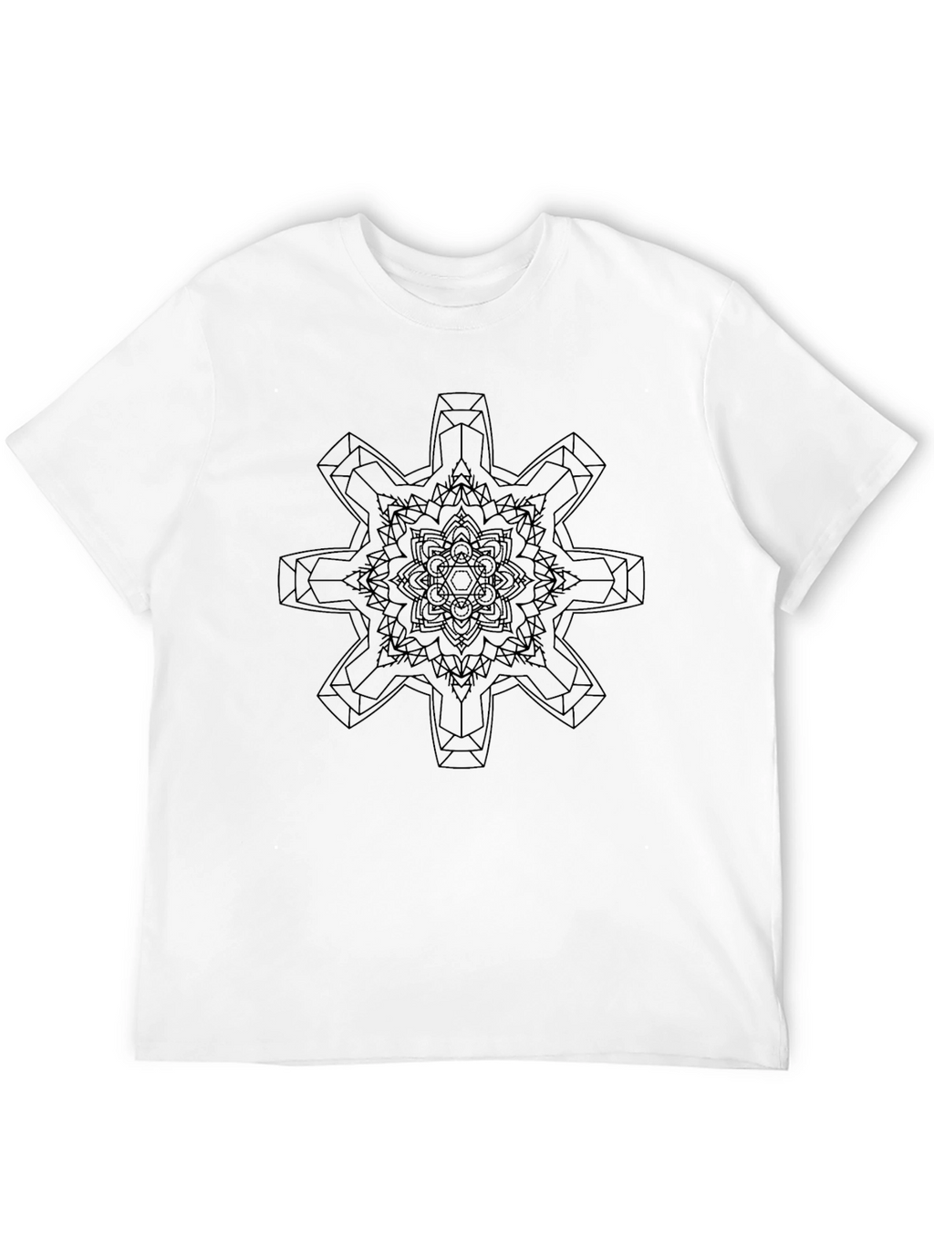 Geometric Mandala Graphic Print Black T-Shirt