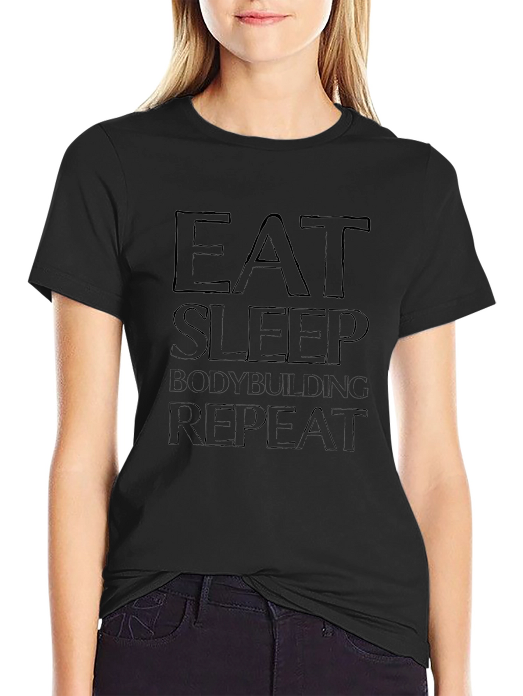 Eat Sleep Bodybuilding Repeat Black T-Shirt