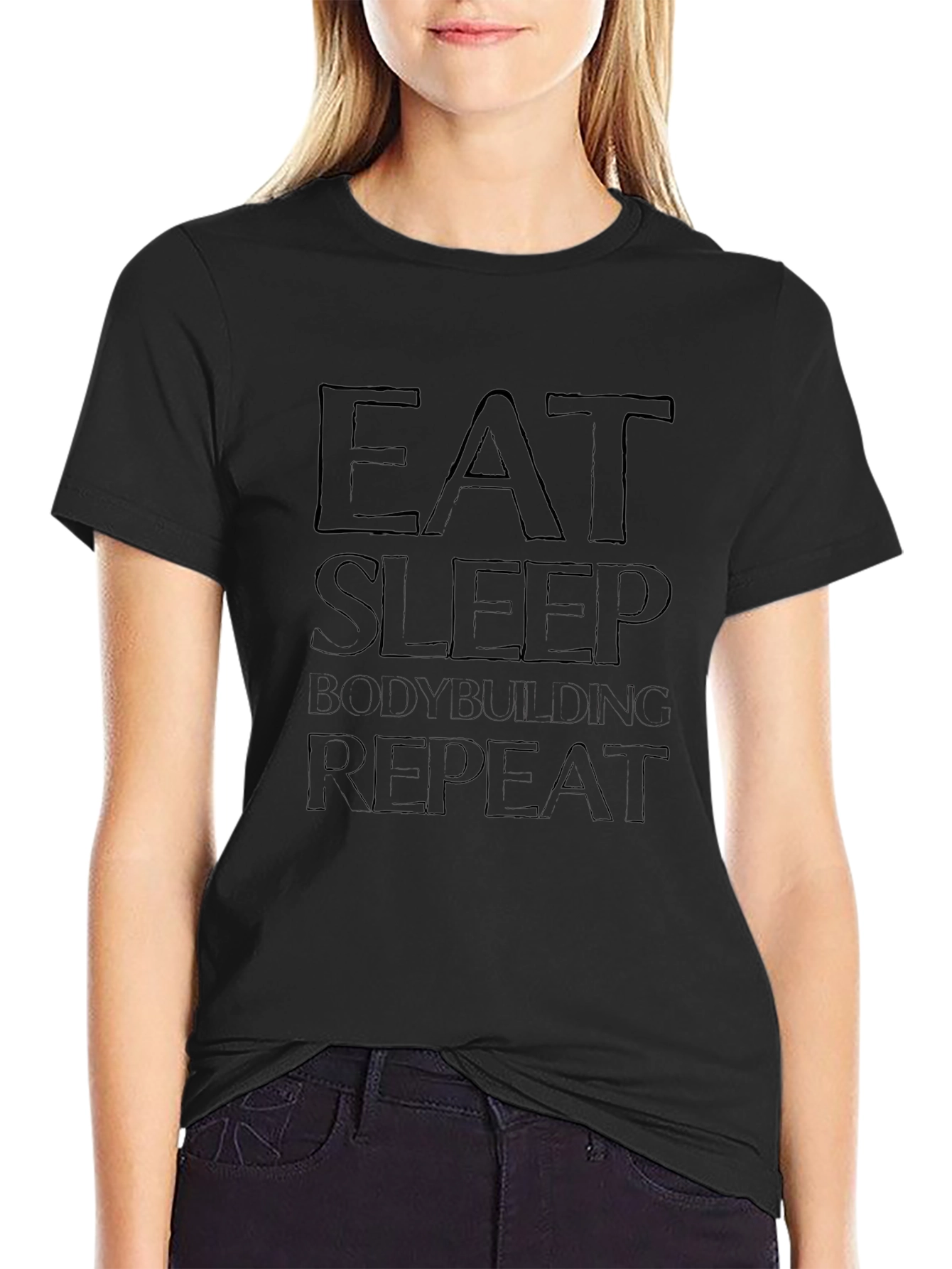 Eat Sleep Bodybuilding Repeat Black T-Shirt