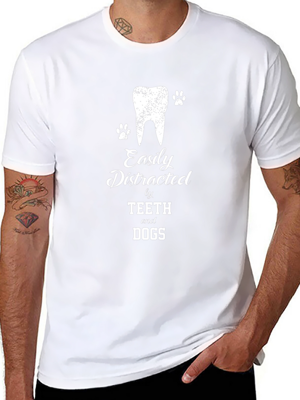 Easily Distracted by Teeth and Dogs Black T-Shirt