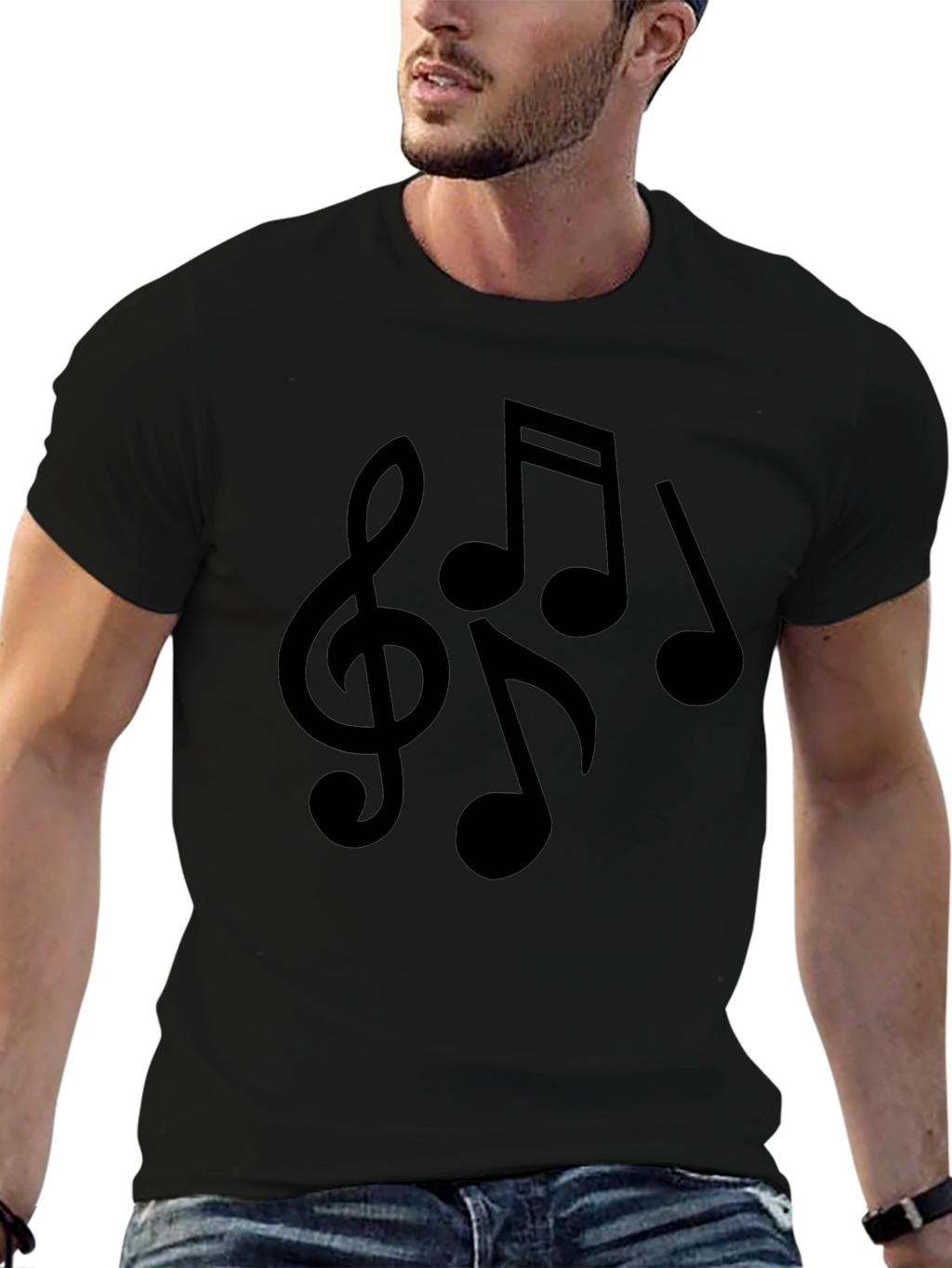 Musical Notes Graphic Tee - Black