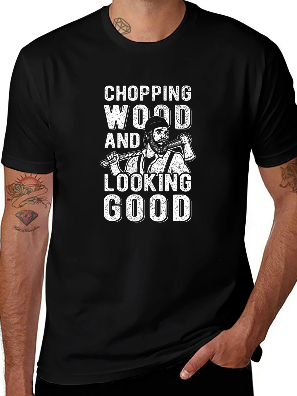 Chopping Wood T-Shirt - Lumberjack Style Graphic Tee