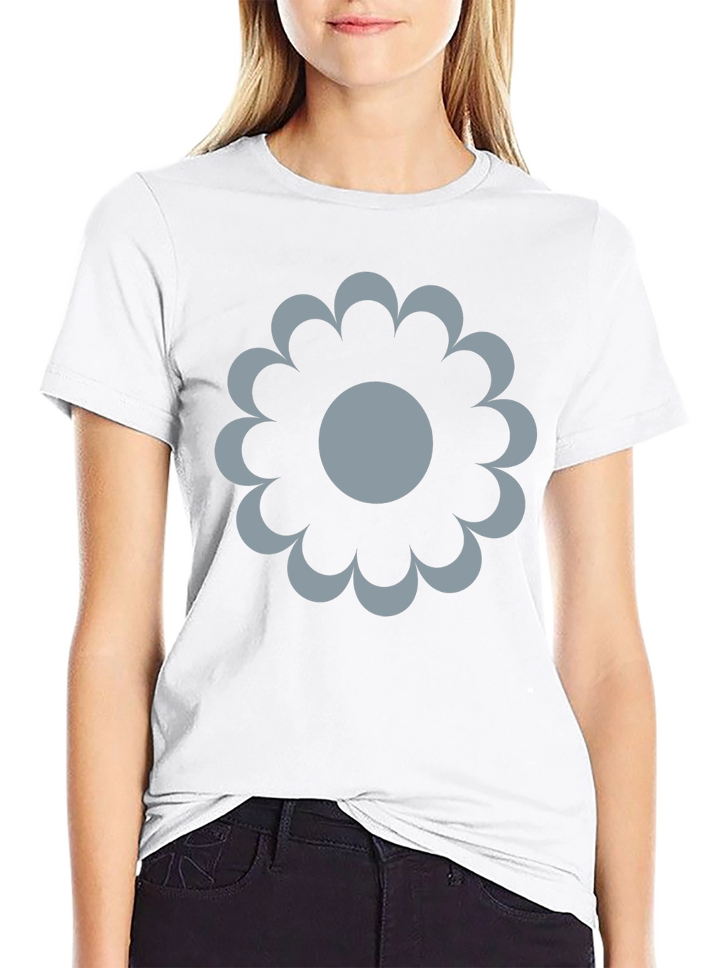 Modern Flower Graphic Black T-Shirt