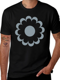 Modern Flower Graphic Black T-Shirt