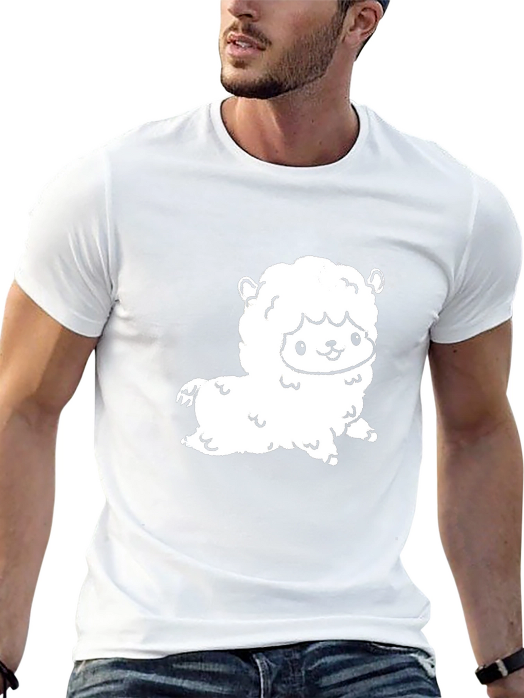 Cute Alpaca Graphic Tee - Black Cotton T-Shirt