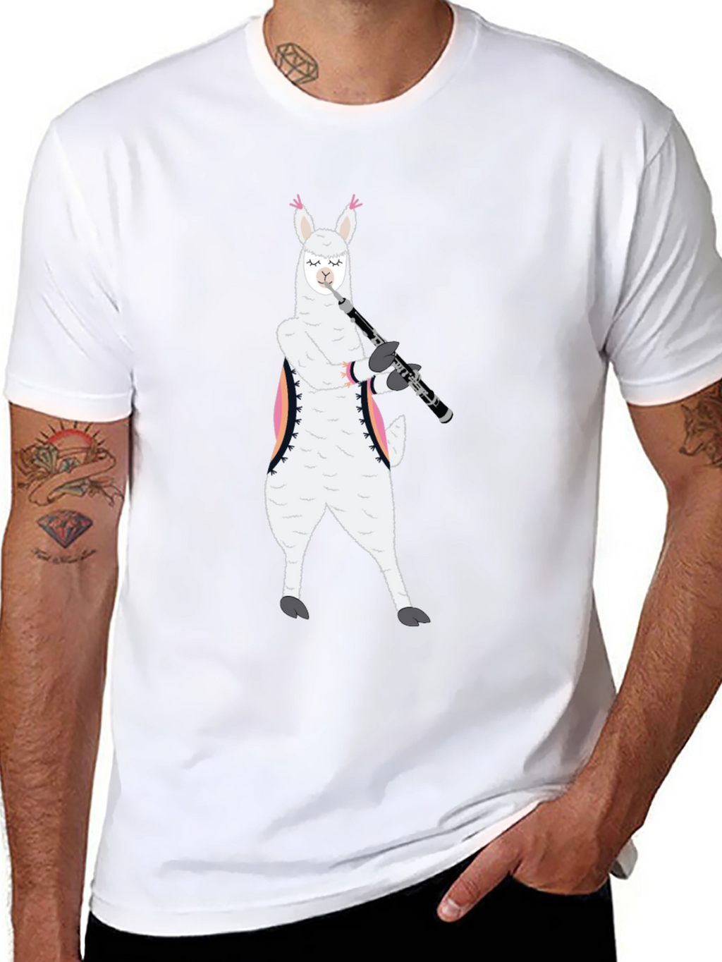 Llama Saxophone Player Graphic T-Shirt