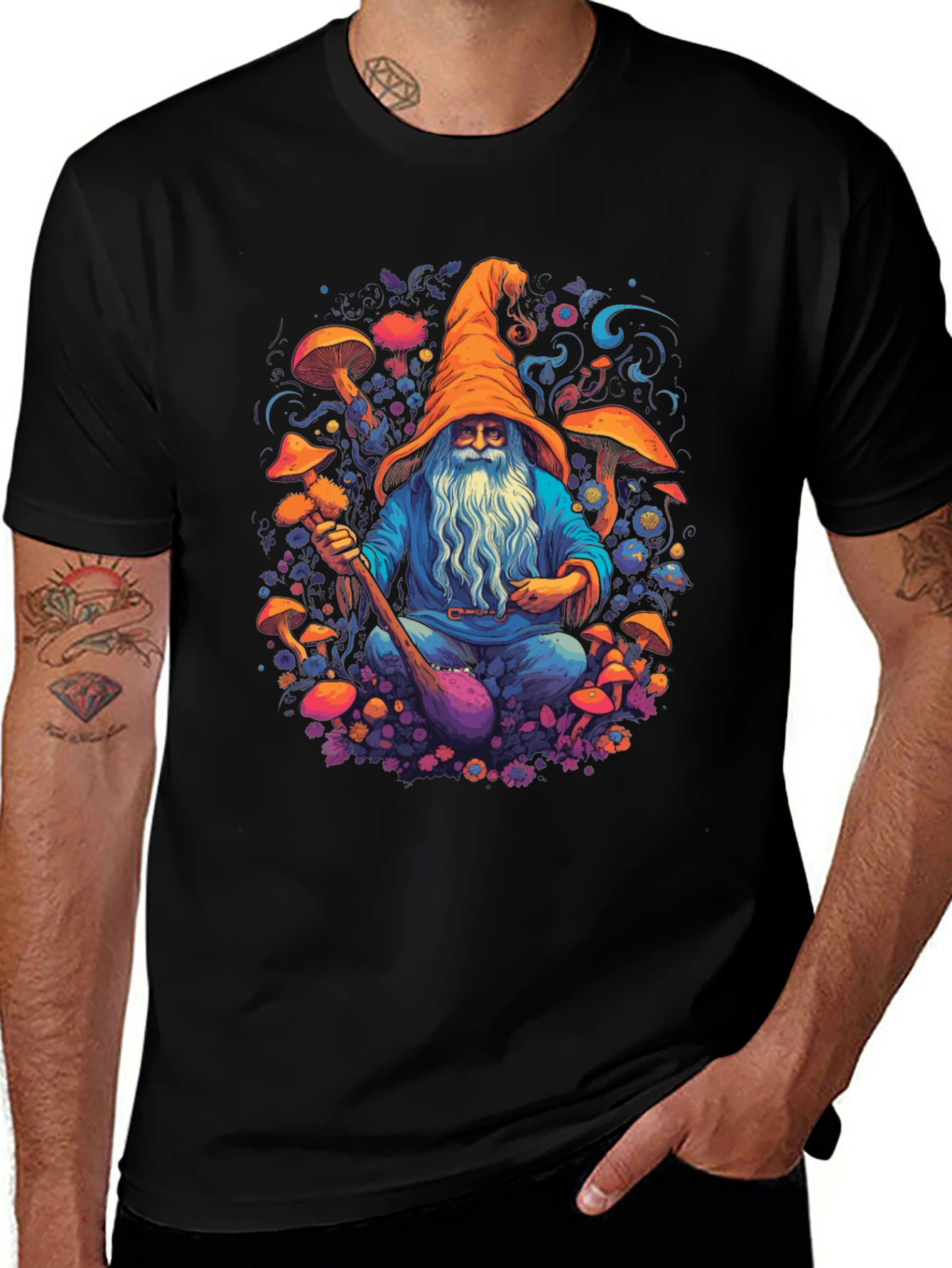 Wizard Mushroom Black T-Shirt