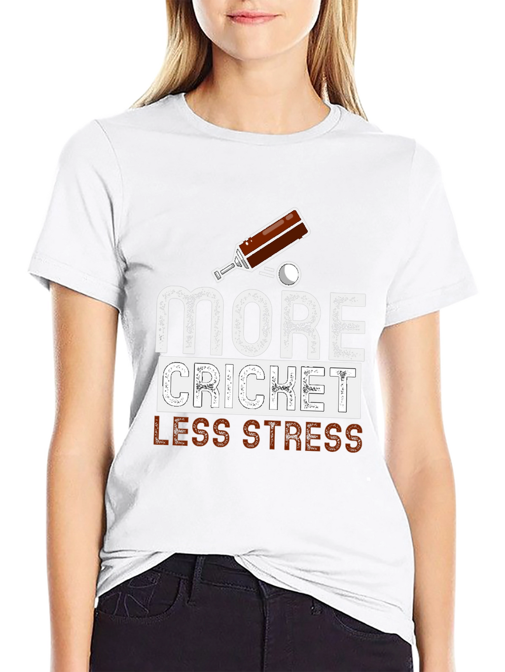 More Cricket Less Stress Graphic Tee