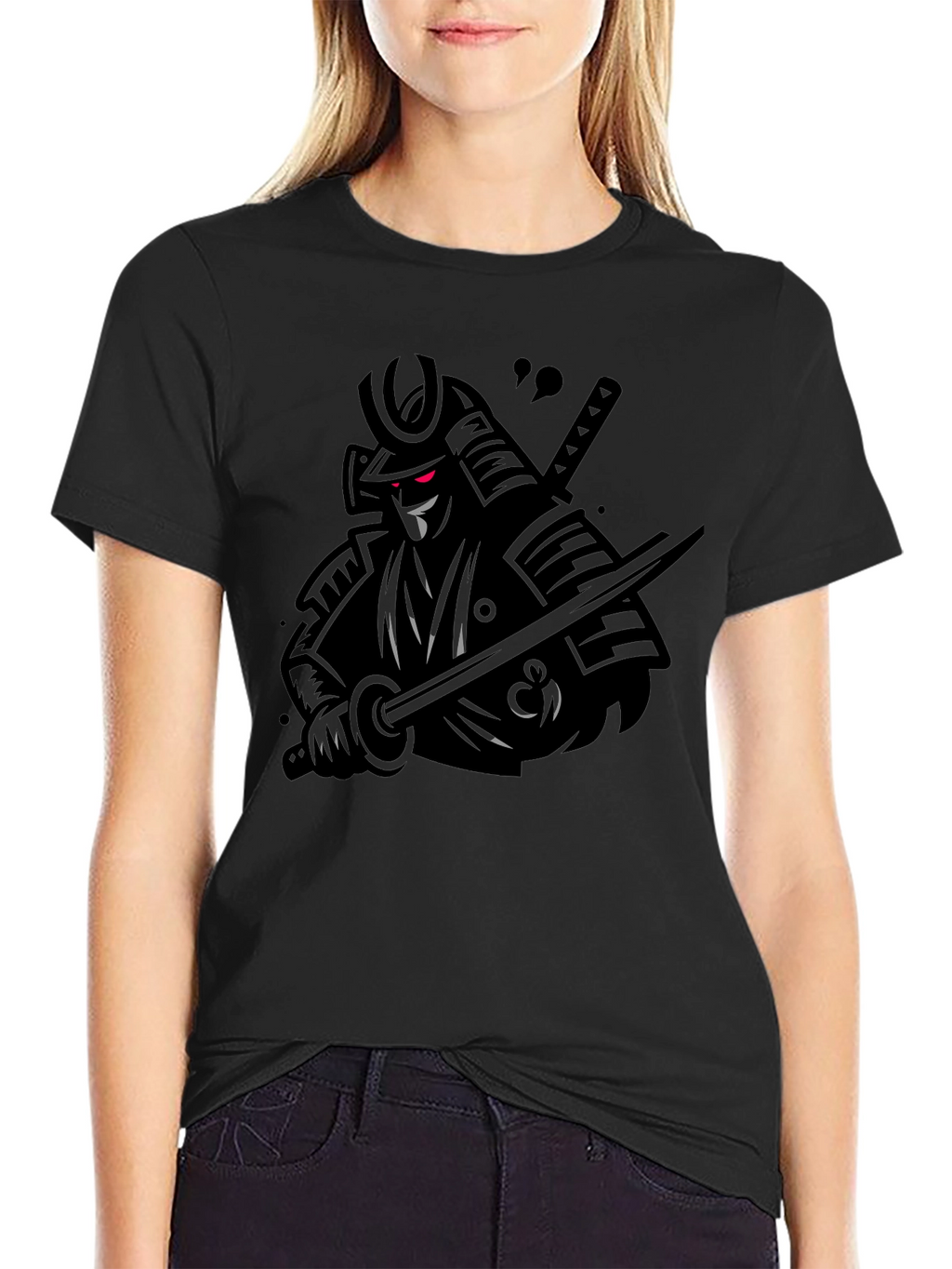 Samurai Warrior Graphic Tee - Black Cotton T-Shirt
