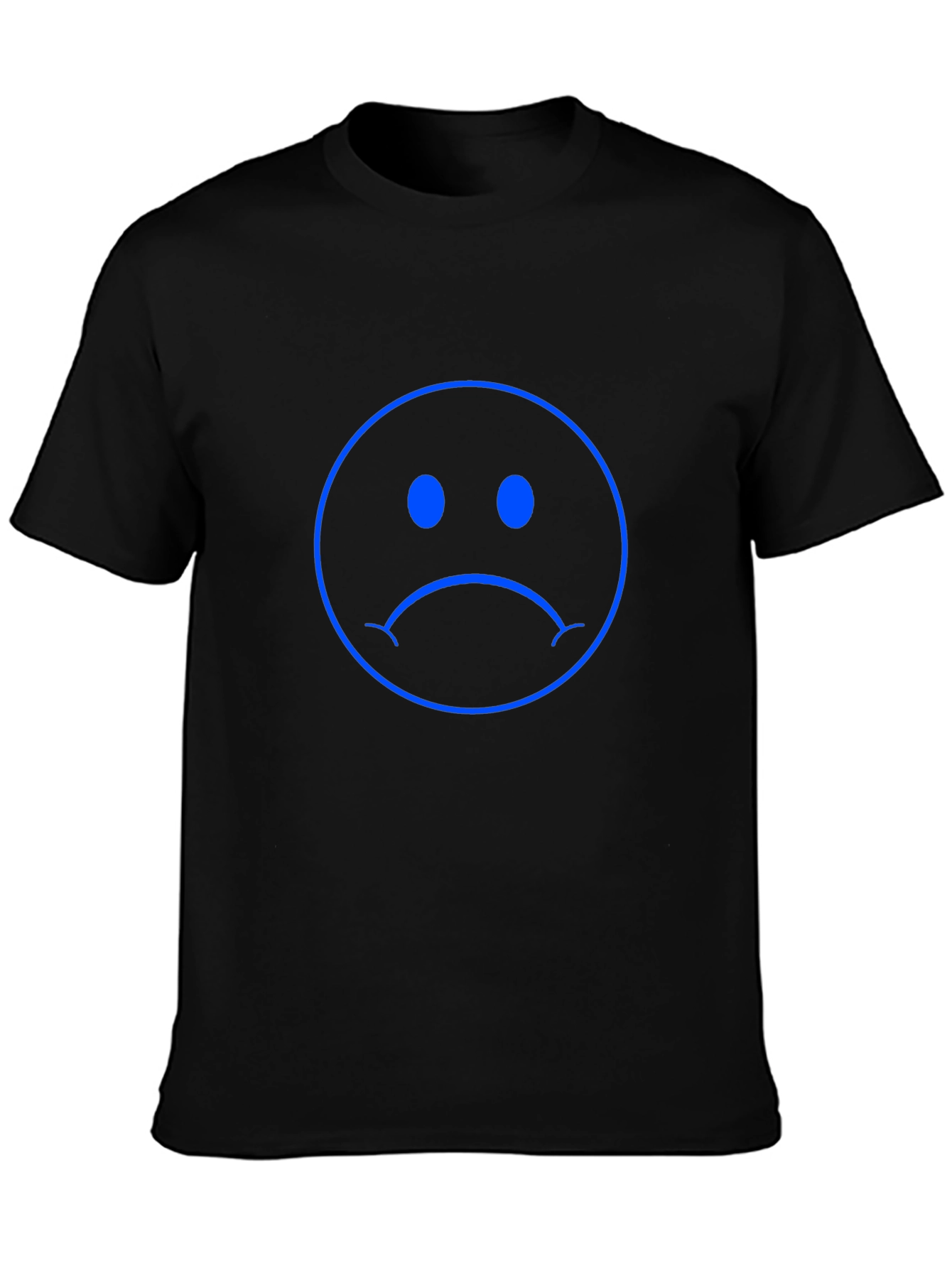 Sad Face Graphic Tee - Black Cotton Comfort