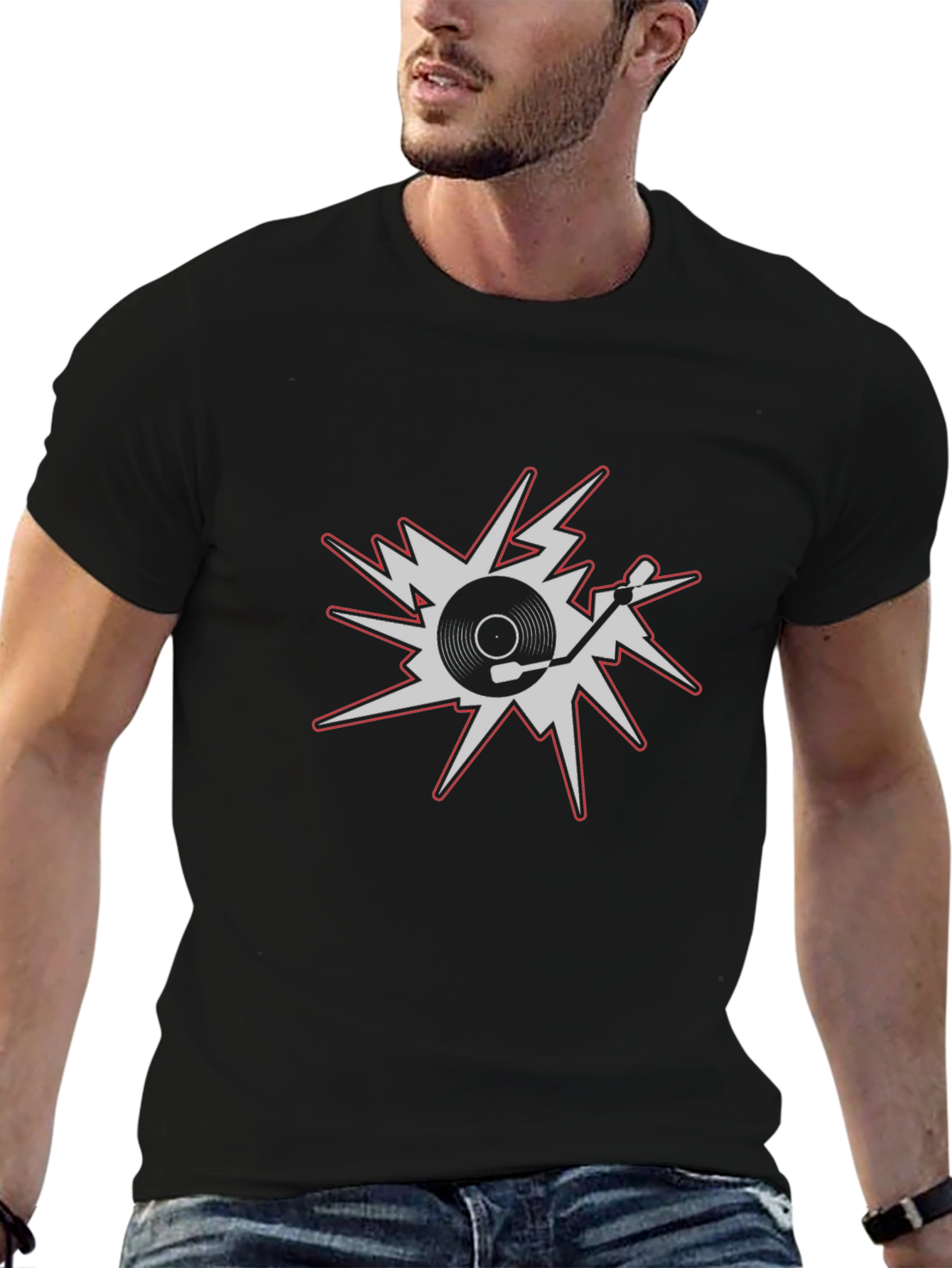 DJ Turntable Graphic Tee - Black Cotton T-Shirt